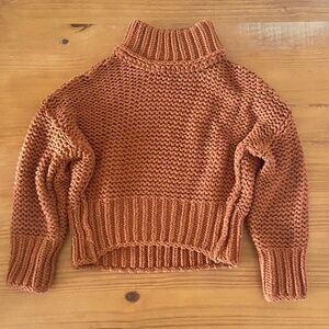 Free People, Orange, Chunky Knit, Size: XS, Beach, Mock Neck